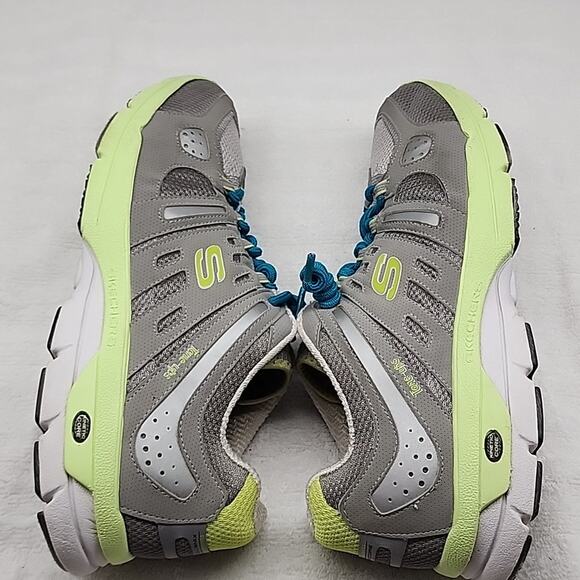 πSKECHERSπKINETIC CORE TONE UP LADIES 11 GREY/LIME GREEN GUC GOOD RUBBER SOLE - Picture 12 of 16